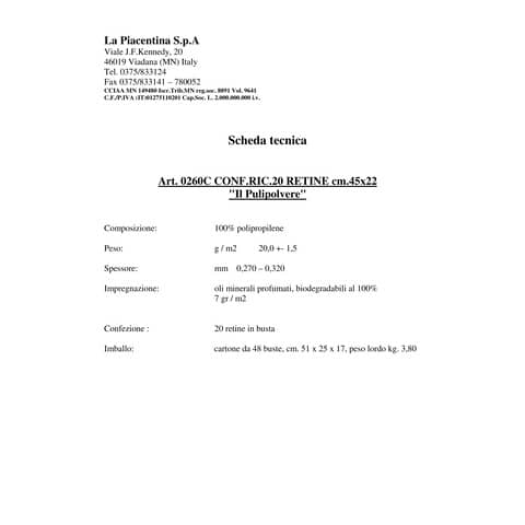 Retine ricambio Perfetto 45x22 cm giallo  conf. da 20 - 0260C